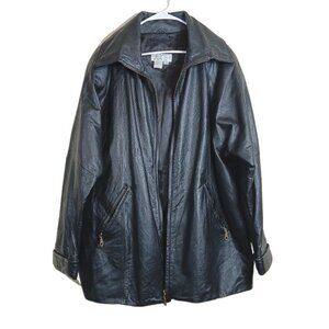 Laura Leigh Leather Jacket Womens M Black Zip Pockets Lightweight Moto Grunge
